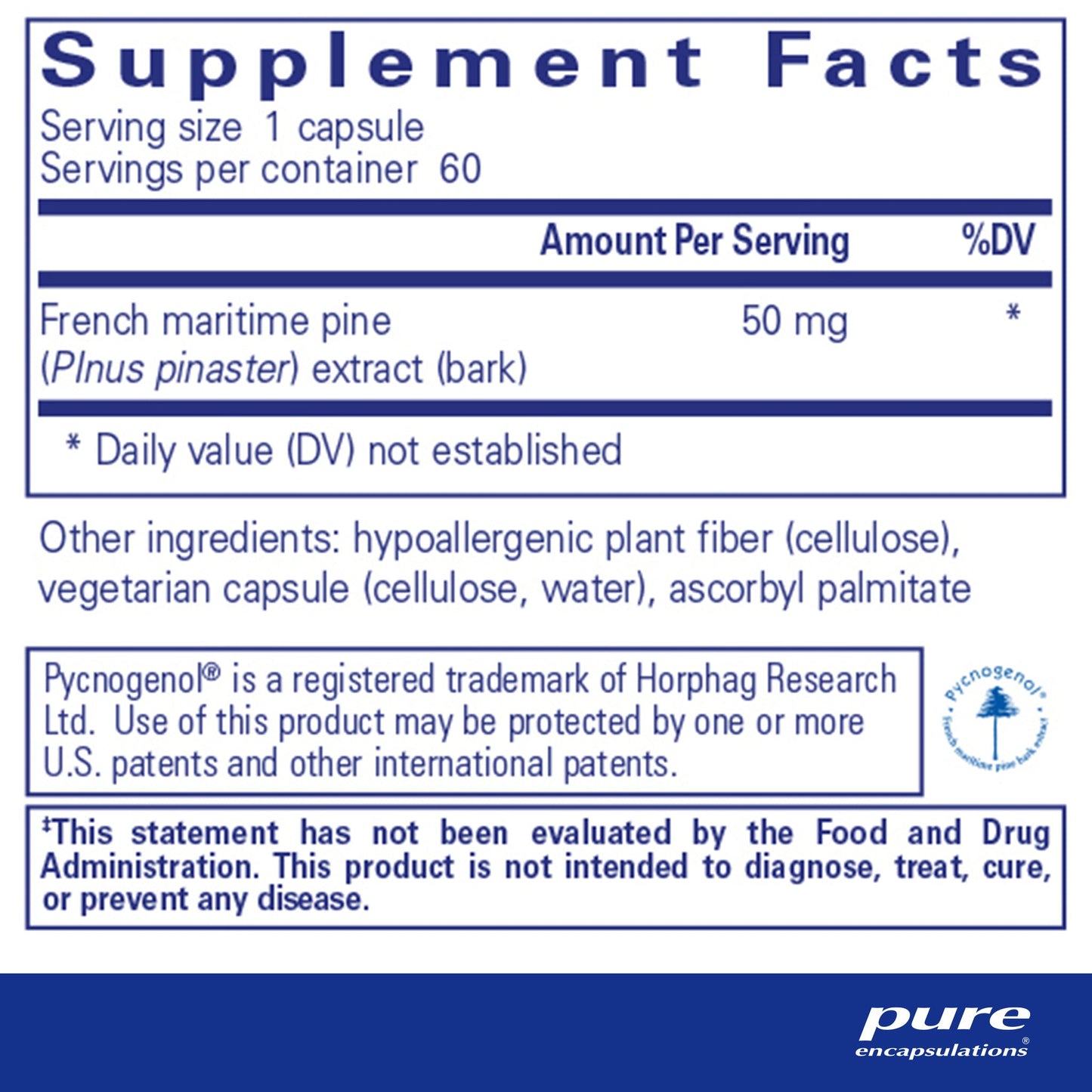 Pycnogenol 50 mg.